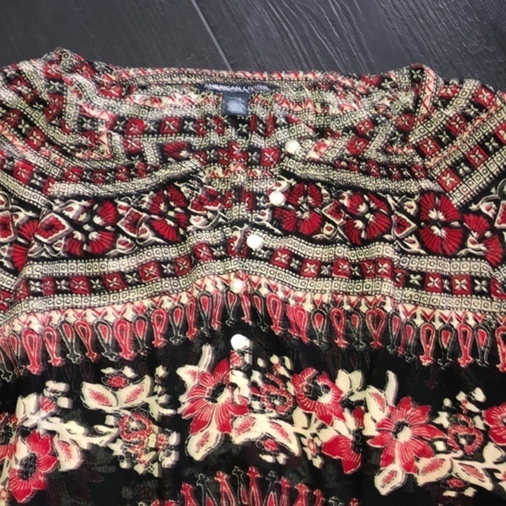 American Living Blouse large Black Red - Picture 3 of 15